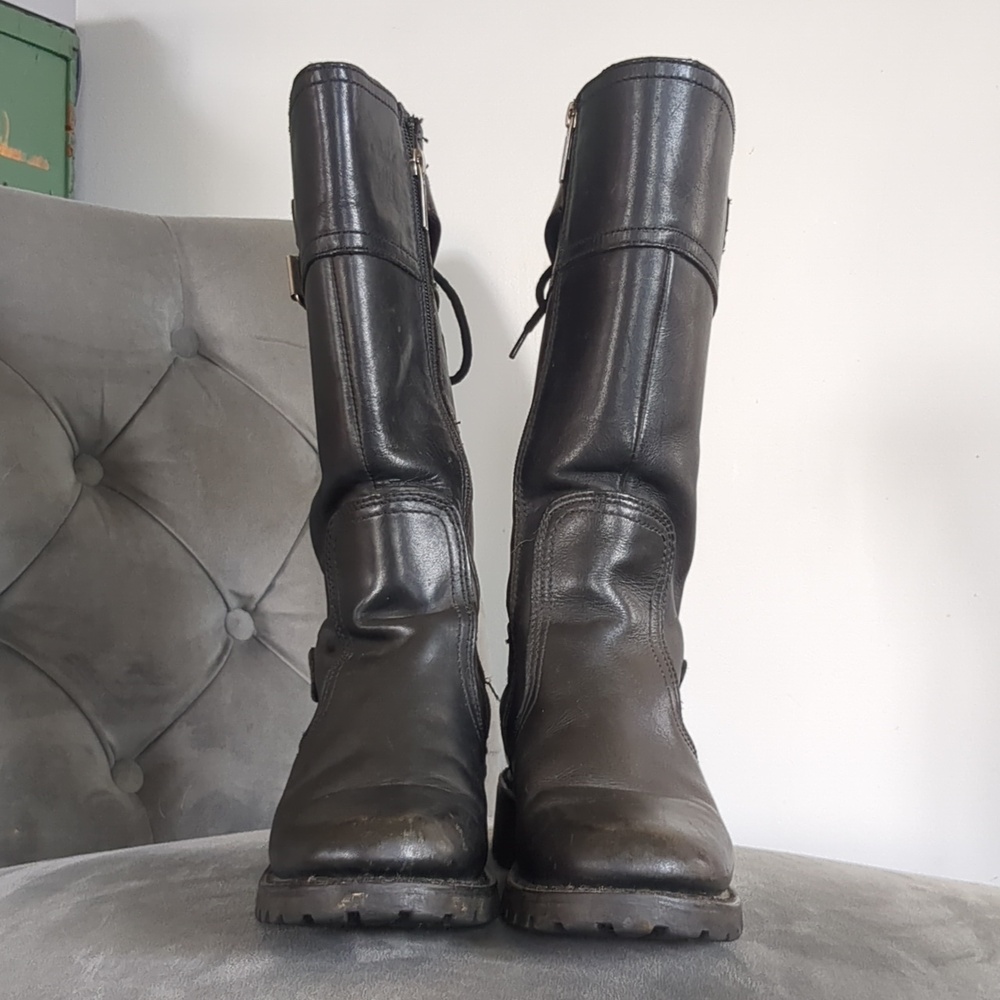 Harley-Davidson Womens 7.5 Alexa Back Lace Black Leather Motorcycle Boots - Picture 6 of 11
